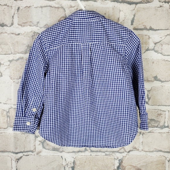 Chaps  Button Down Gingham Shirt 18M Blue White - Picture 7 of 9
